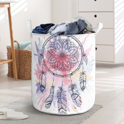 Powwow Store gb nat00379 pink water color dream catcher laundry basket