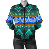 GB-NAT00680-02 Pattern Blue Native Women's Bomber Jacket