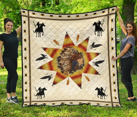 Native American Chief & Warriors Premium Quilt