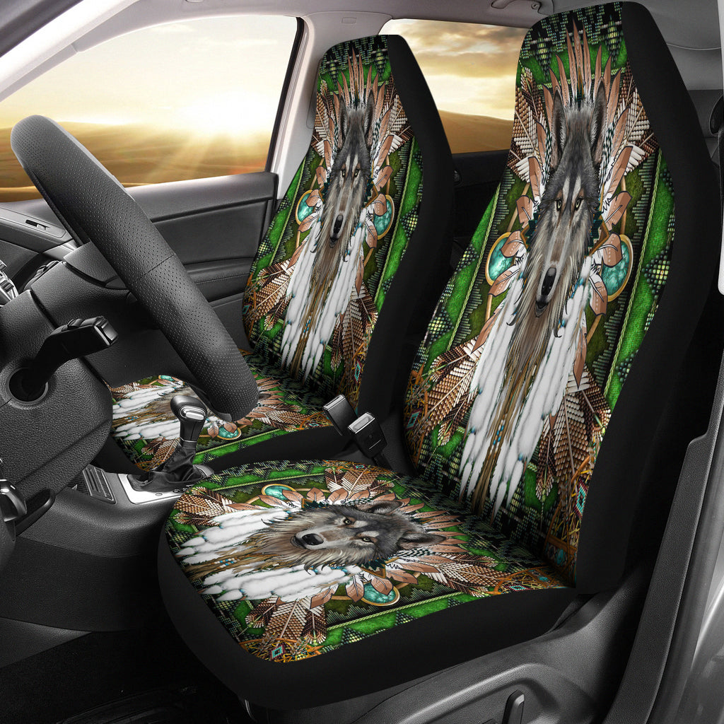 CSA-00019 Mandala Wolf Native Car Seat Cover