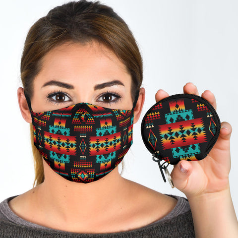 GB-NAT00046-02 Black Native Tribes Face Mask And Travel Case