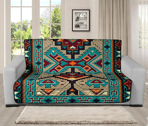 Tribe Blue Pattern Native American 70" Sofa Protector - Powwow Store