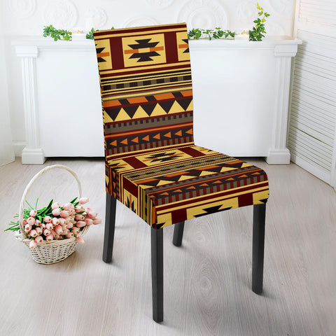 GB-NAT00507 Brown Ethnic Pattern Native Dining Chair Slip Cover