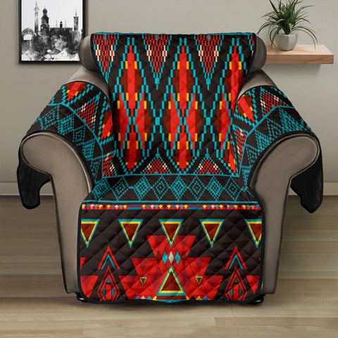 Dark Brown Red Pattern Native American 28" Recliner Sofa Protector - Powwow Store