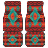 Powwow Store gb nat00611 red geometric pattern front and back car mats set of 4