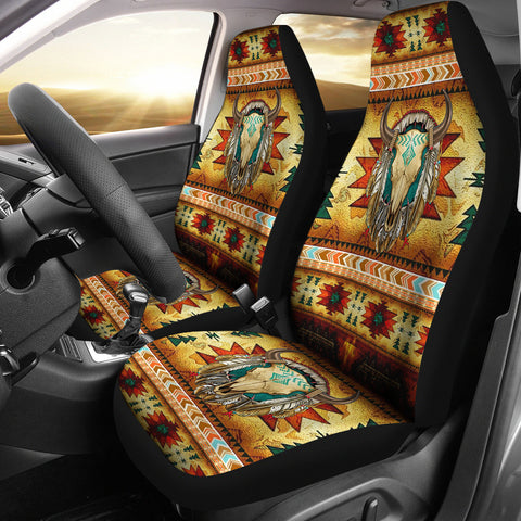 Powwow Store gb nat00068 03 tribal dark brown bison design car seat covers