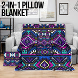 GB-NAT00380 Purple Tribe Pattern Pillow Blanket