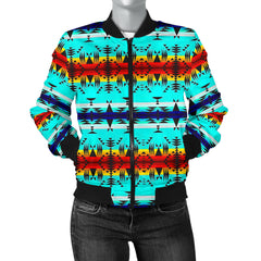 GB-NAT00631 Pattern Blue Native Women's Bomber Jacket