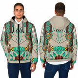 Powwow StoreGBNAT0006902 Green Pattern Men's Padded Hooded Jacket