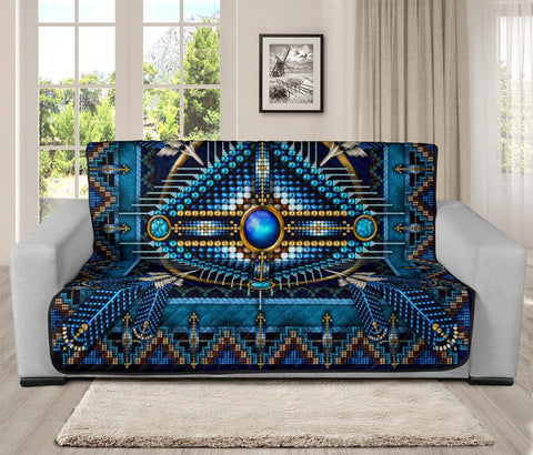 Mandala Blue Native American 70" Sofa Protector - Powwow Store