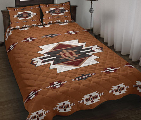 Brown Pattern Native American Quilt Bed Set - Powwow Store