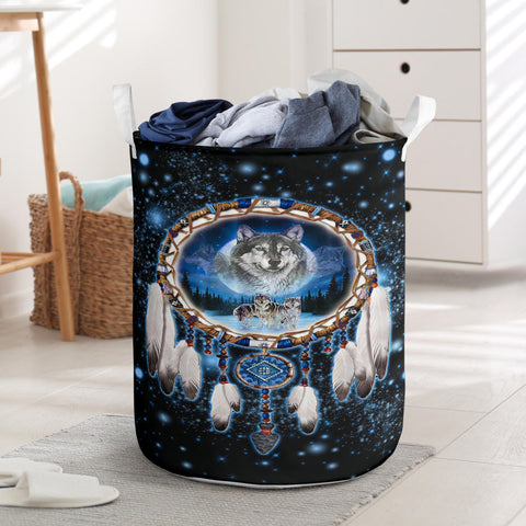 Powwow Store gb nat00010 galaxy dreamcatcher wolf 3d laundry basket