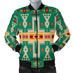 Powwow Store gb nat00062 08 green tribe design native mens bomber jacket