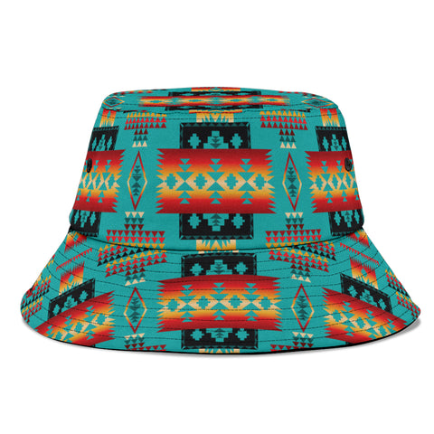 GB-NAT00046-01 Blue Native Tribes Pattern Bucket Hat