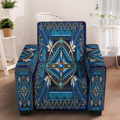 Mandala Blue Native American 43" Chair Slip Cover - Powwow Store