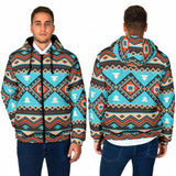 Powwow StoreGBNAT00319 Line Shapes Ethnic Pattern  Men's Padded Hooded Jacket