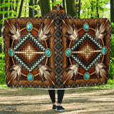 Native American Mandala Pattern Brown Hooded Blanket