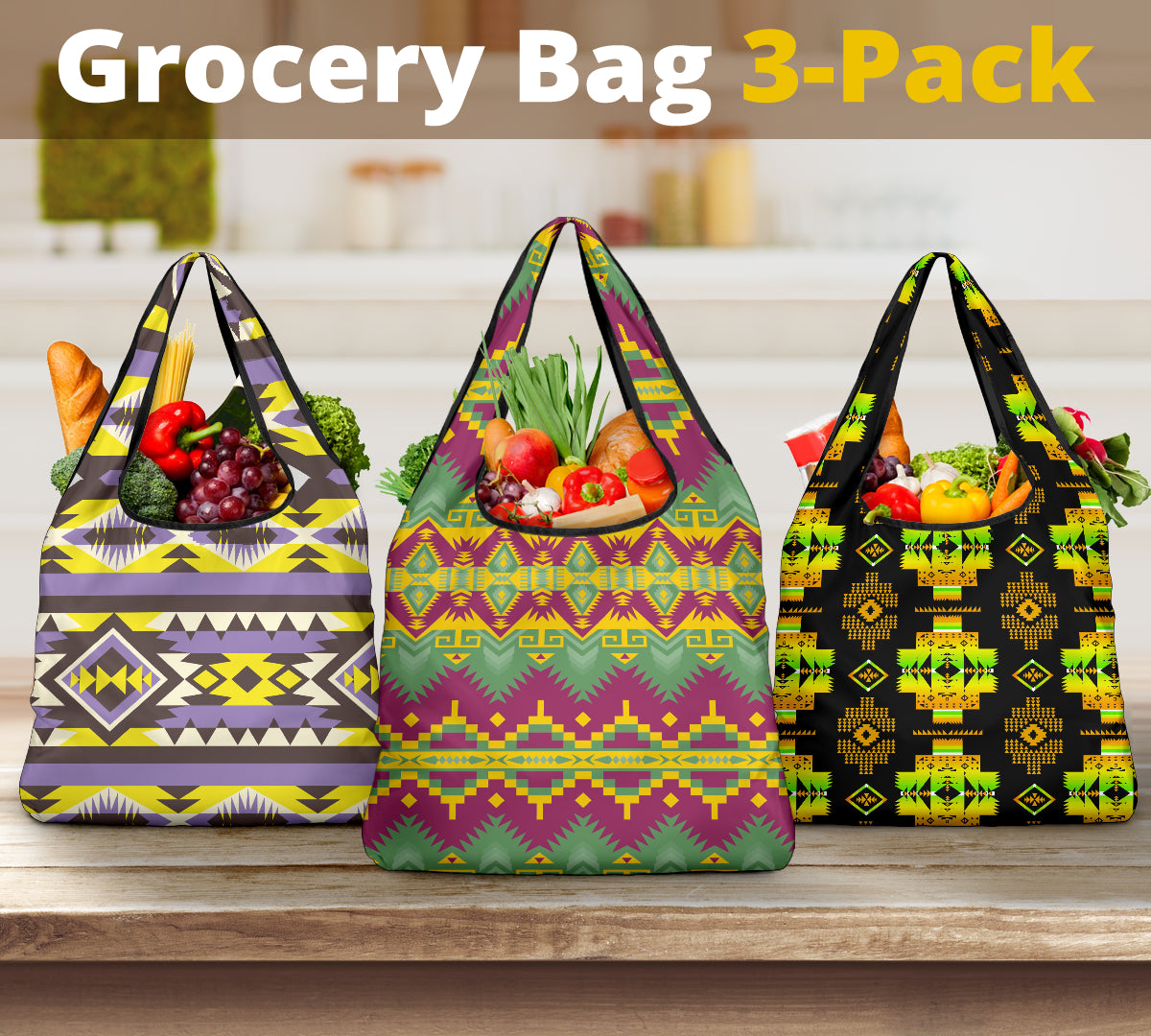 Powwow StorePattern Grocery Bag 3Pack SET 51