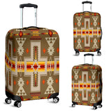 GB-NAT00062-10 Light Brown Tribe Design Native American Luggage Covers
