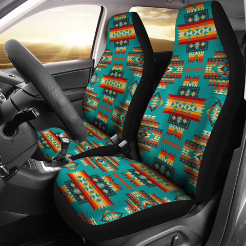 GB-NAT00402-04 Blue Pattern Native Car Seat Covers