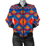 Powwow StoreGBNAT00520 Red & Yellow Geometric Women's Bomber Jacket