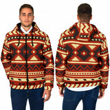 GB-NAT00521 Seamless Ethnic Pattern Men's Padded Hooded Jacket