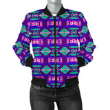 GB-NAT00628 Purple Pattern Native Women's Bomber Jacket