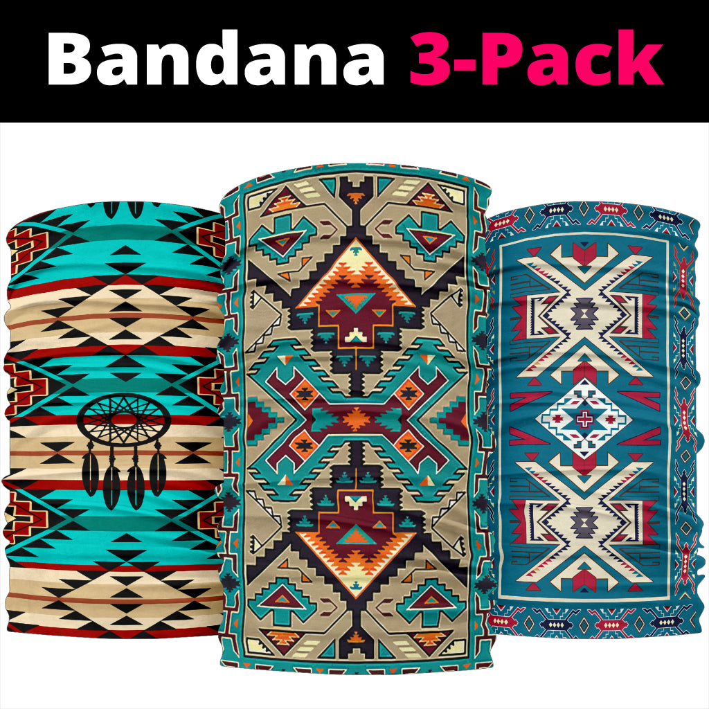 Tribe Blue Patterns Native American Bandana 3-Pack New