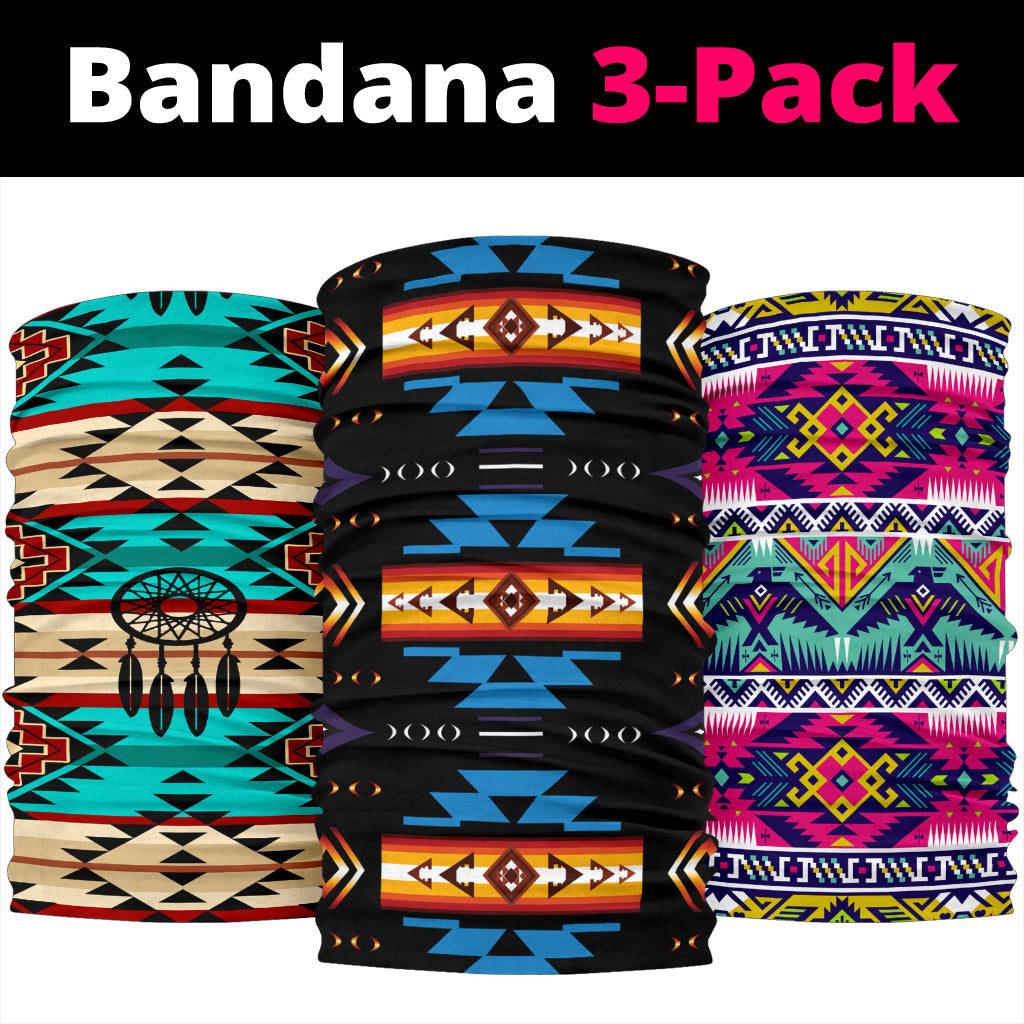Colorful 3D Pattern Native American Design Bandana 3-Pack New