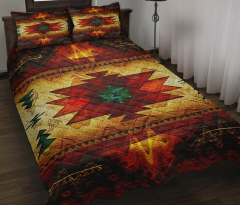 Powwow Store southwest brown symbol native american quilt bed set 1