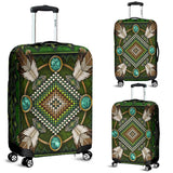 Native American Green Mandala Pattern Blue Luggage Covers