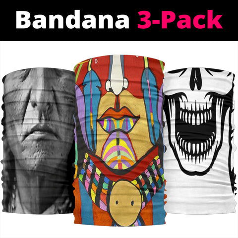 Warior Skull 3D Print Bandana 3-Pack New