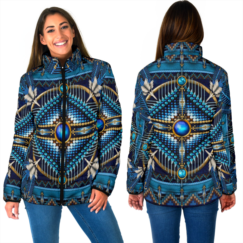 Powwow StoreGBNAT00083  Naumaddic Arts Blue Women's Padded Jacket