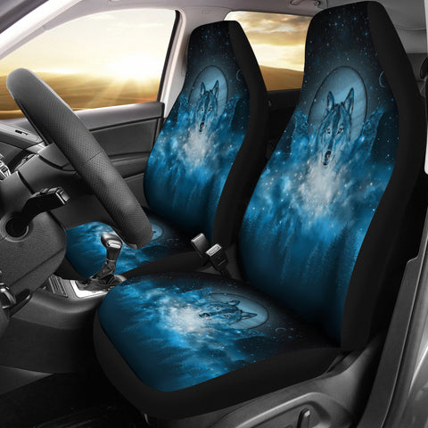 FS-NAT0026 Blue Galaxy Wolf Native Car Seat Covers