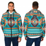 Powwow StorePatten Blue Native Men's Padded Hooded Jacket