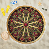 Mandala Red Brown Native American Design Beach Blanket