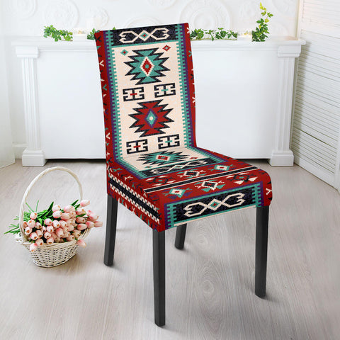 GB-NAT00370 Geometric Red Pattern Dining Chair Slip Cover