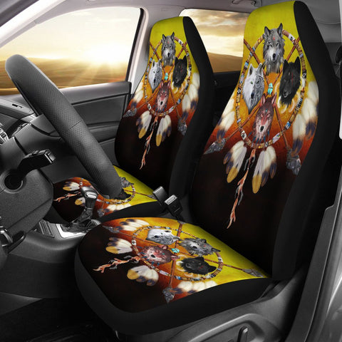 4 Wolves Warriors Native American Pride Car Seat Covers - ProudThunderbird