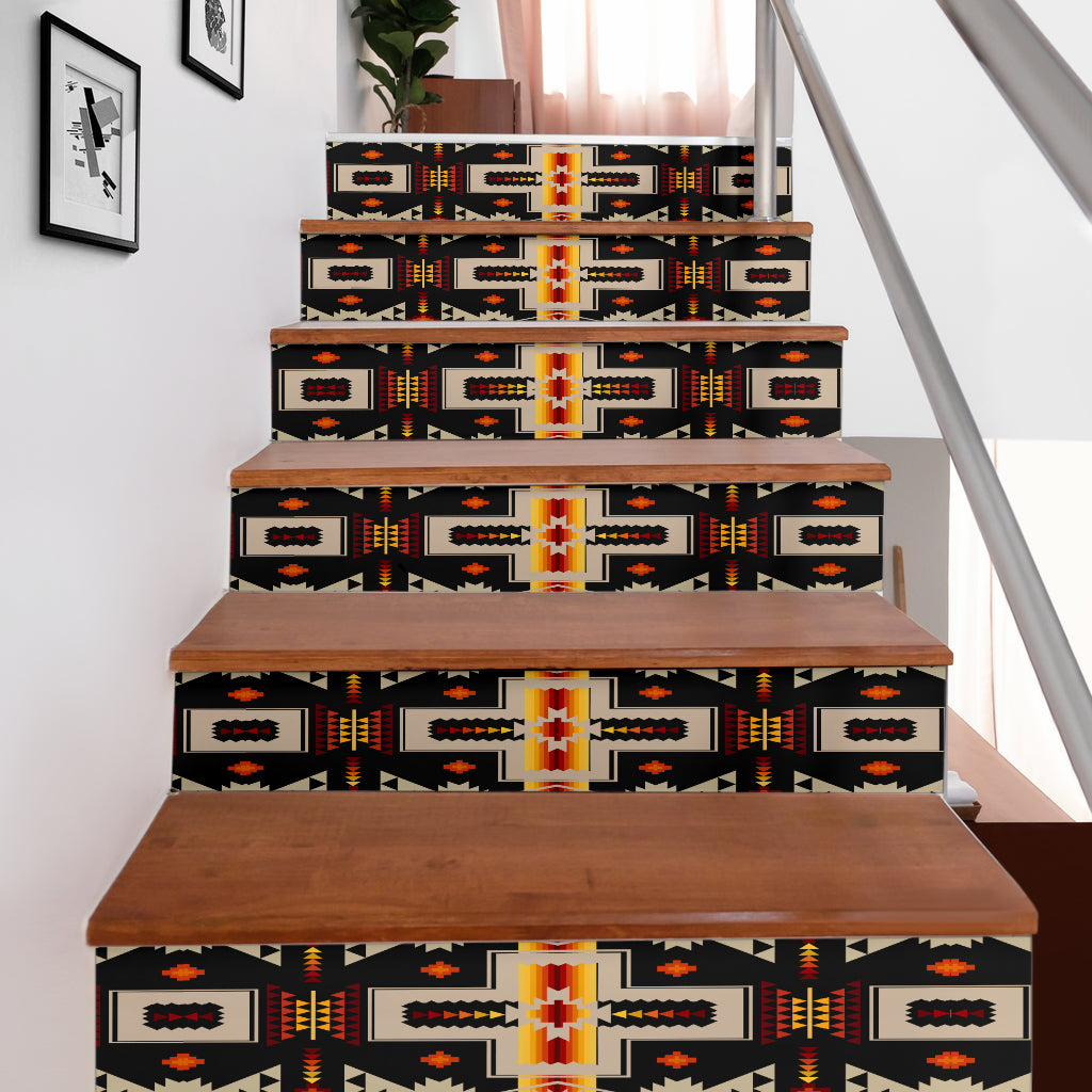 GB-NAT00062-01 Black Tribe Design Native American Stair Sticker (Set of 6)