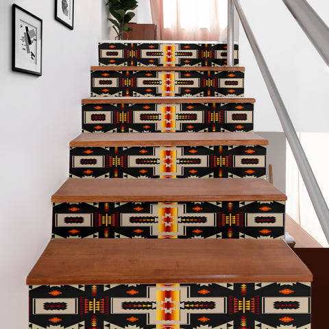 Powwow Store gb nat00062 01 black tribe design native american stair sticker set of 6