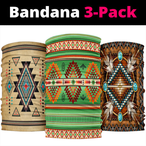Geometry Pattern Green Native American Bandana 3-Pack New
