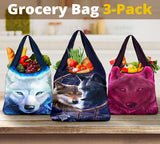Dreamcatcher Wolf Art Grocery Bags NEW