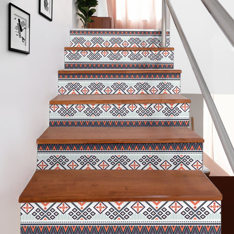 Powwow Store gb nat00316 pink pattern native american stair sticker set of 6