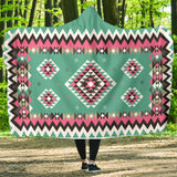 GB-NAT00415-03 Ethnic Geometric Pink Pattern Hooded Blanket
