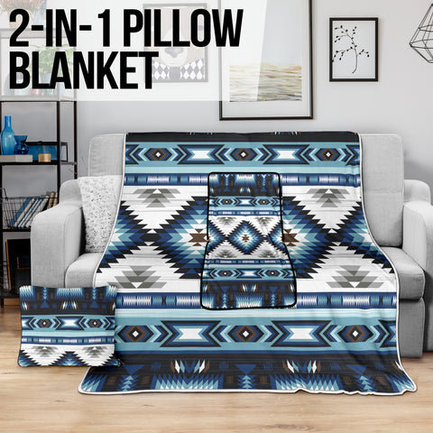 Powwow StoreGBNAT00528 Blue Colors Pattern Pillow Blanket