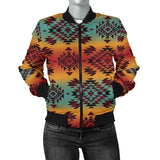 Powwow StoreGBNAT00541 Blue Orange Women's Bomber Jacket