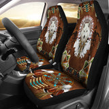 White Wolf With Headress  Car Seat Cover