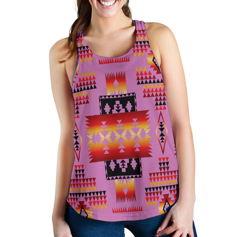 Powwow Store gb nat00046 09 pink tribes pattern native american womens racerback tank