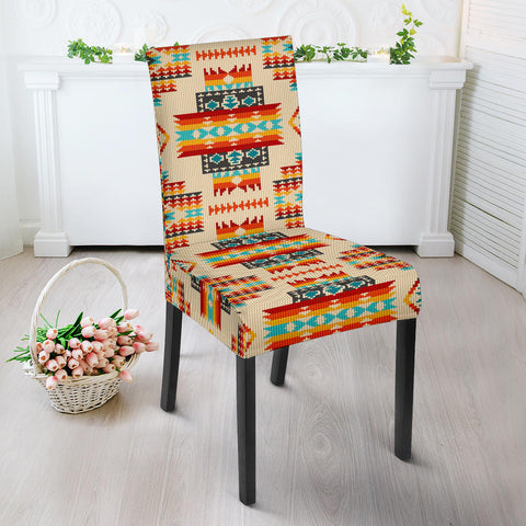 GB-NAT00402-03 Cream Pattern Native Dining Chair Slip Cover