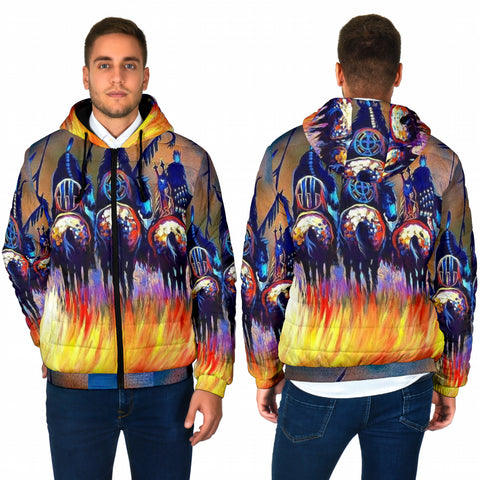 GB-NAT00013 5 Warriors Native American Men's Padded Hooded Jacket